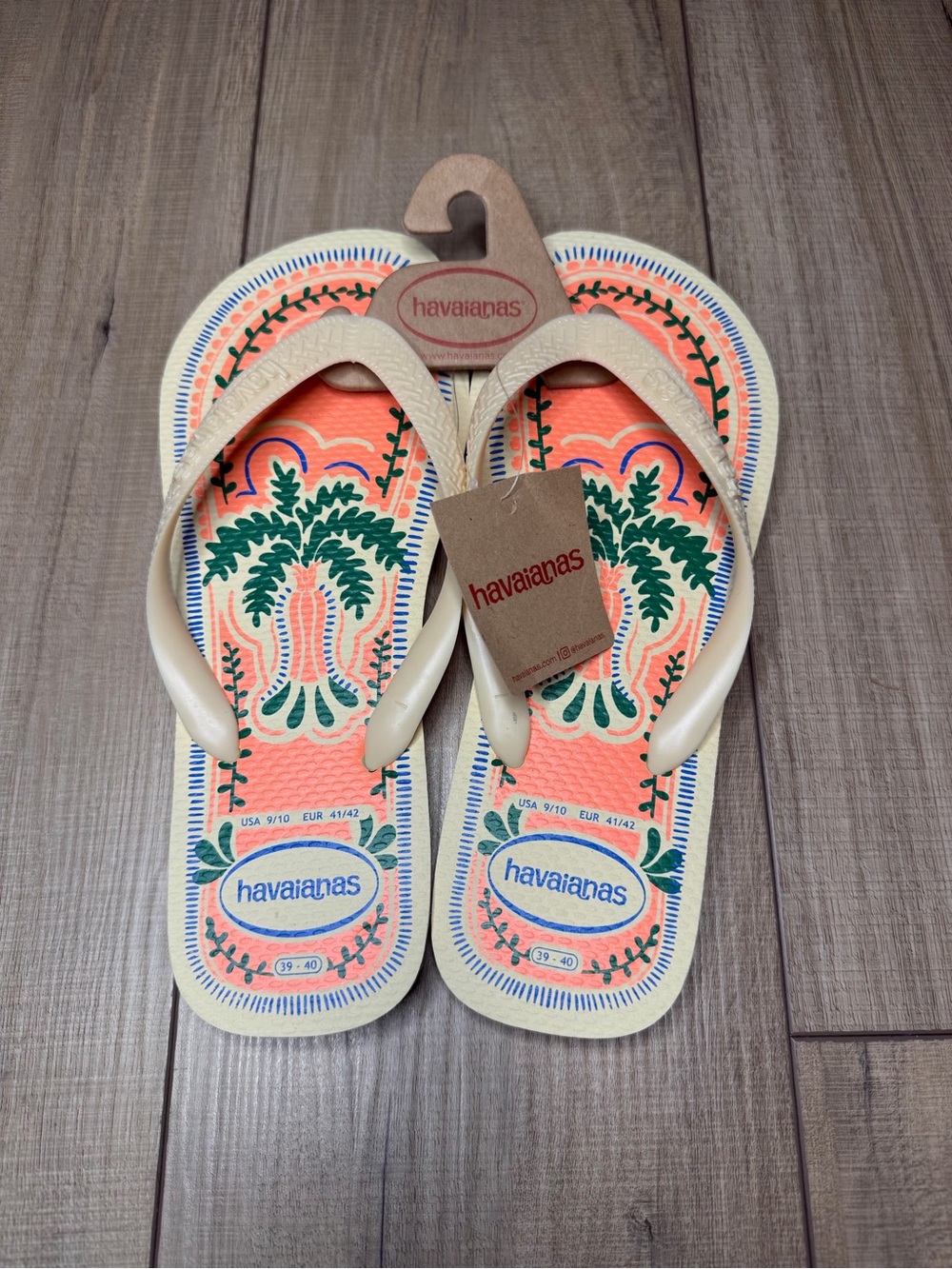 Havaianas Top Tropical Flip Flops Women’s 9/10 Palm Print NWT